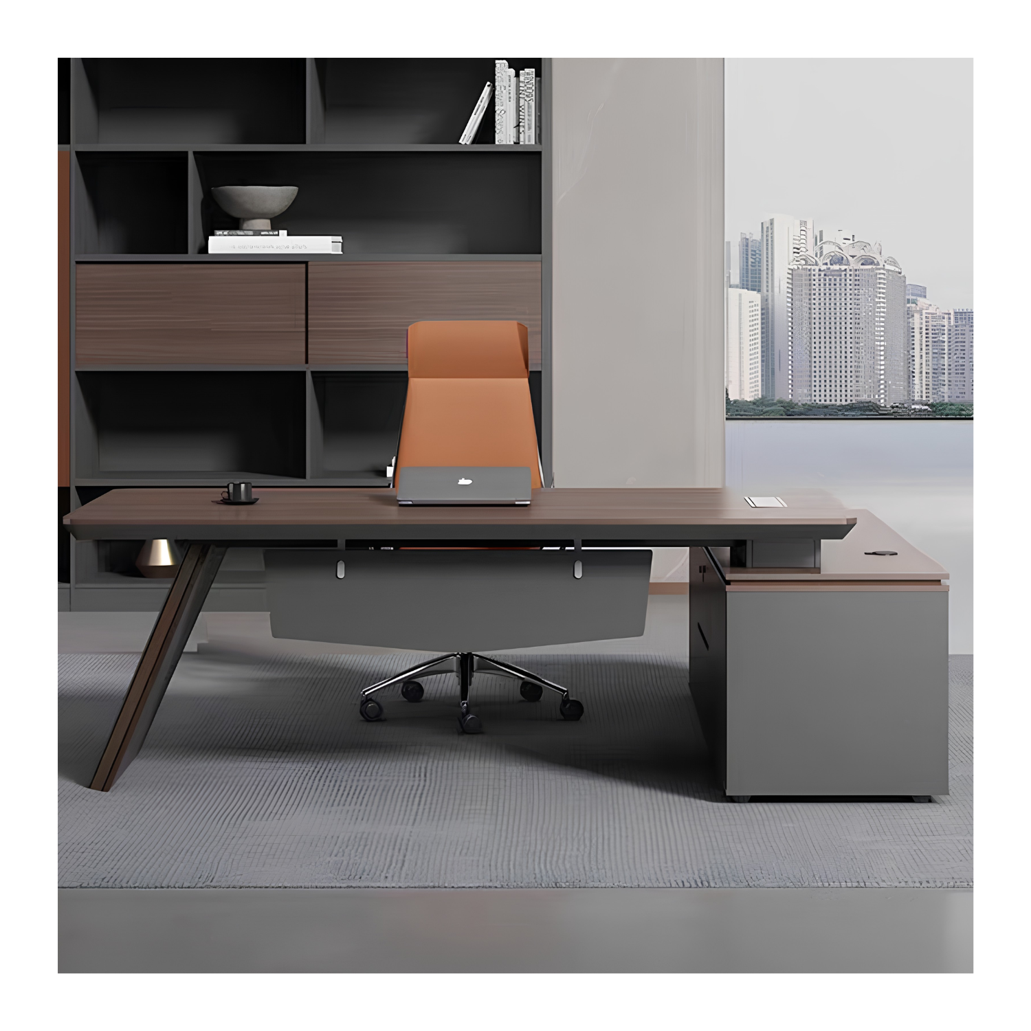 Executive L-Shape Desk with Side Cabinet